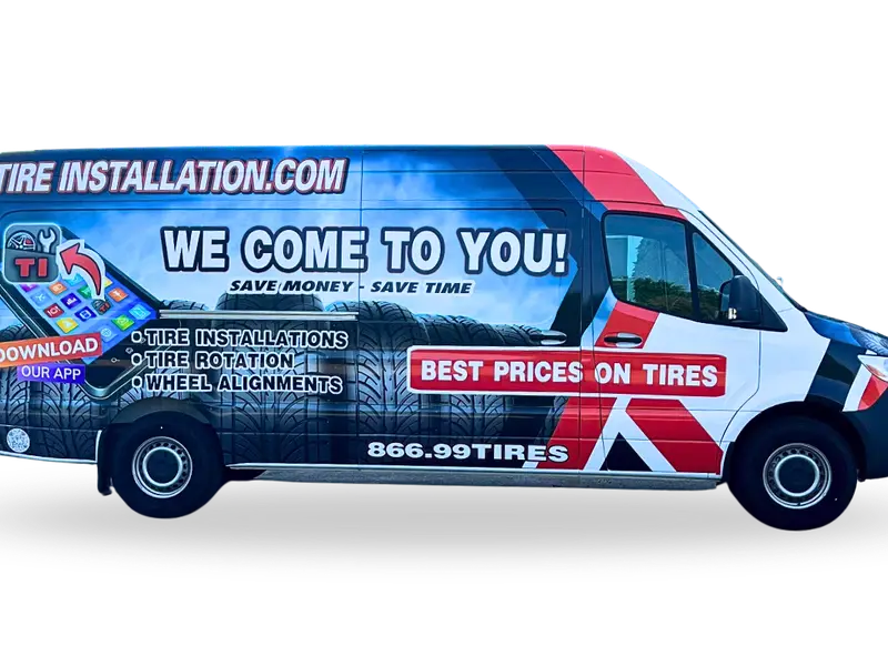 Professional mobile tire installation van