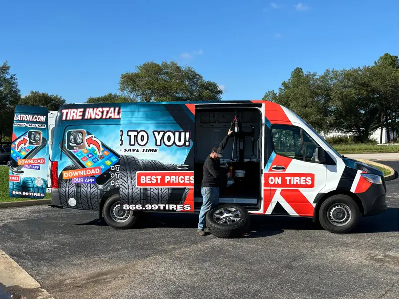 Professional mobile tire installation service